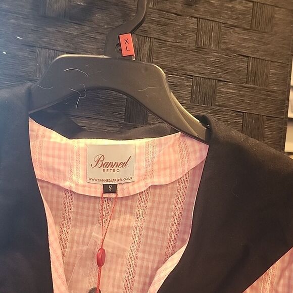 Banned Retro Pink Gingham Blouse Size S - Picture 2 of 4